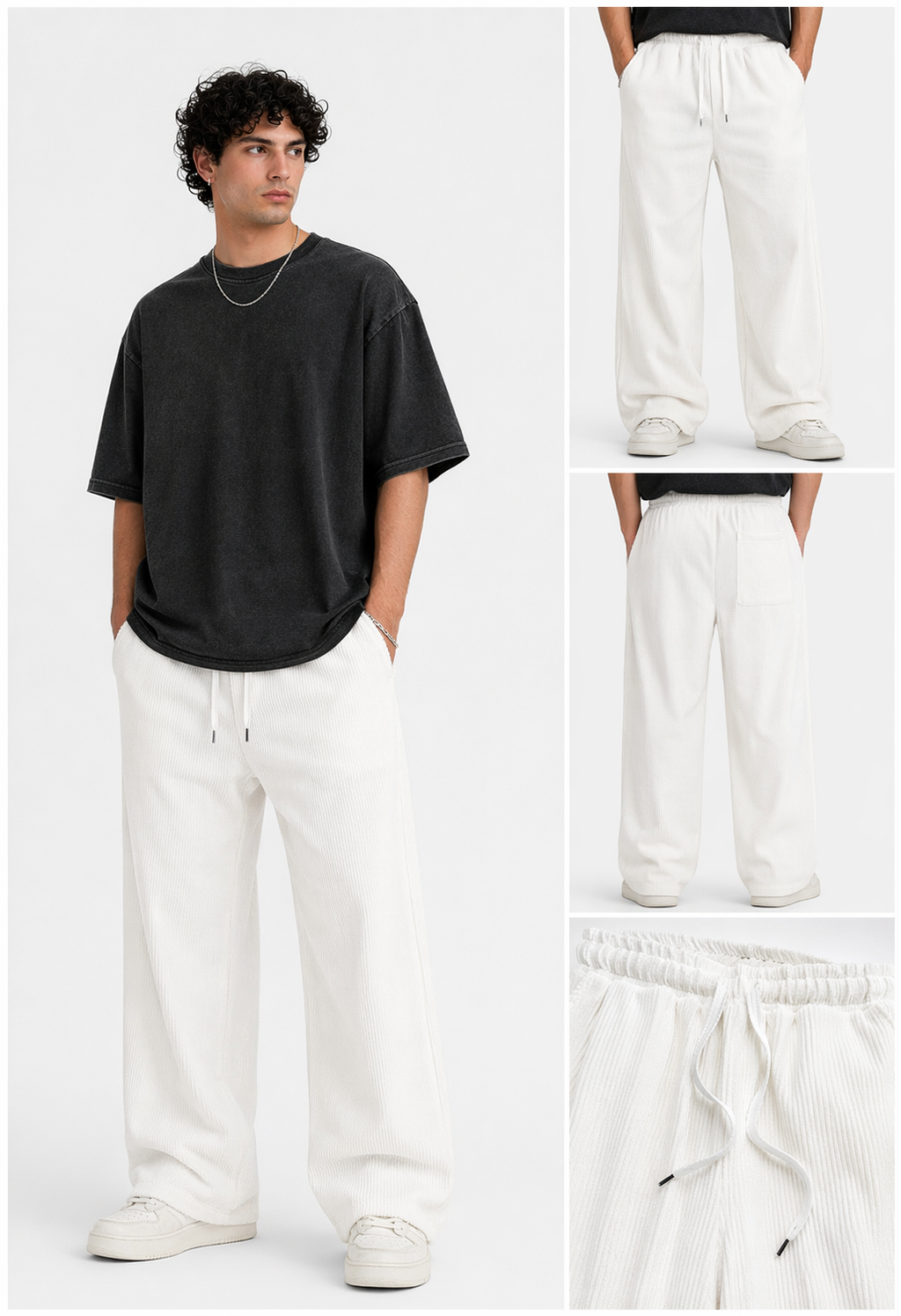 White Corduroy Oversized Jogger