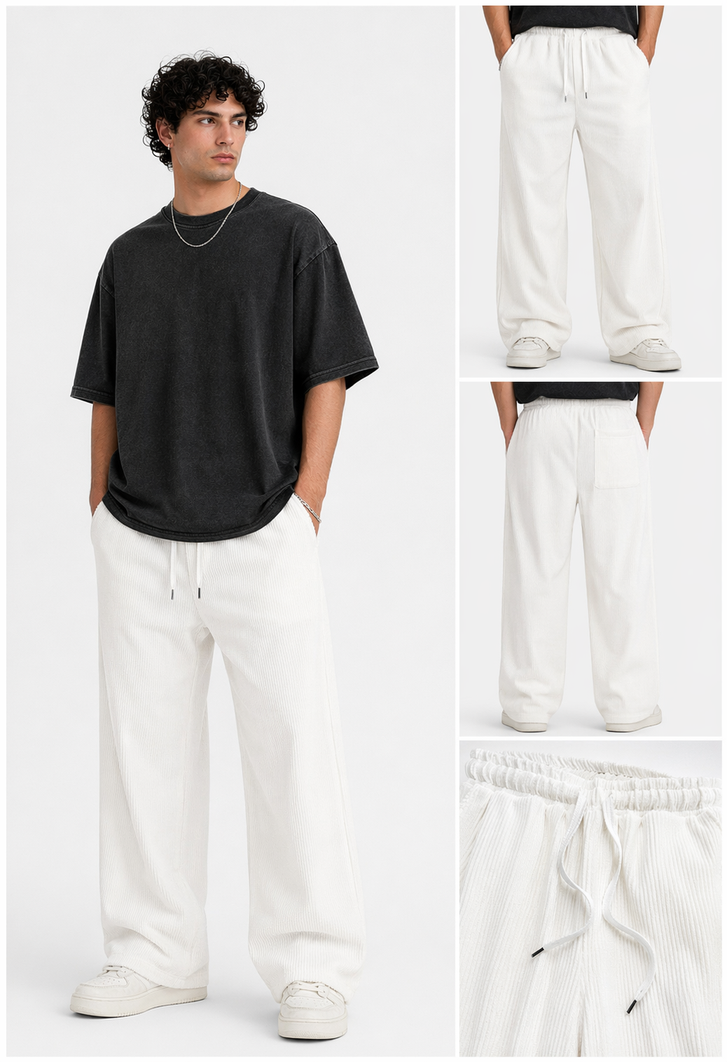 White Corduroy Oversized Jogger