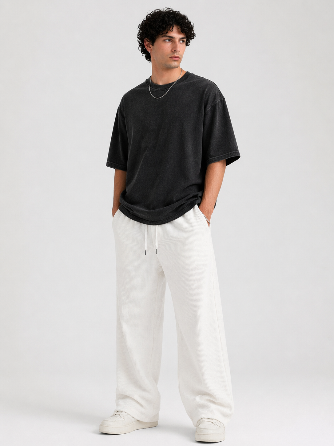 White Corduroy Oversized Jogger