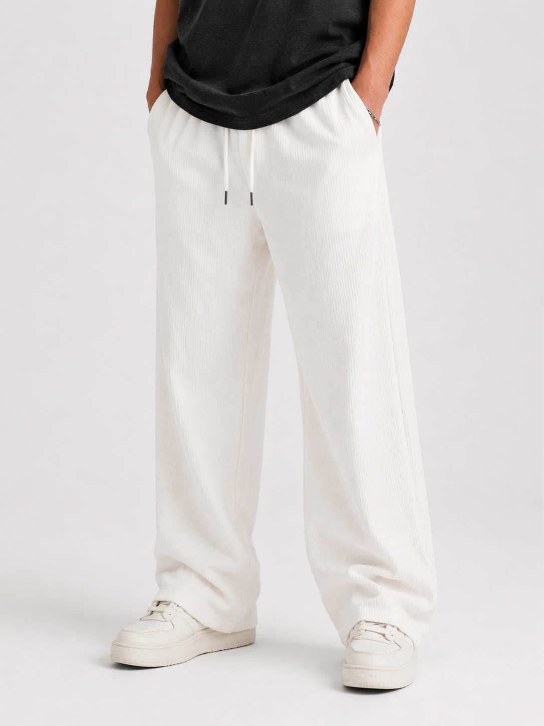 White Corduroy Oversized Jogger