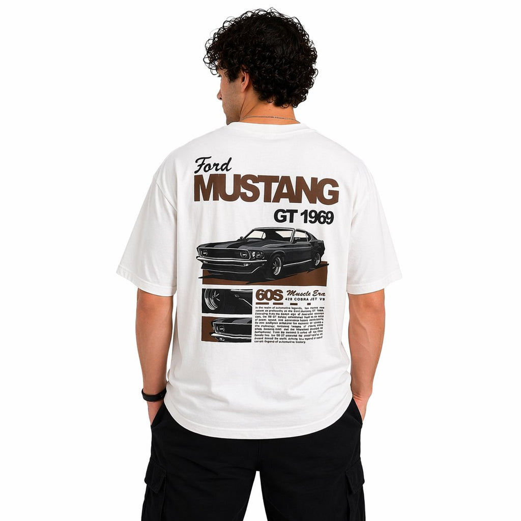 Mustang White Oversized Teee