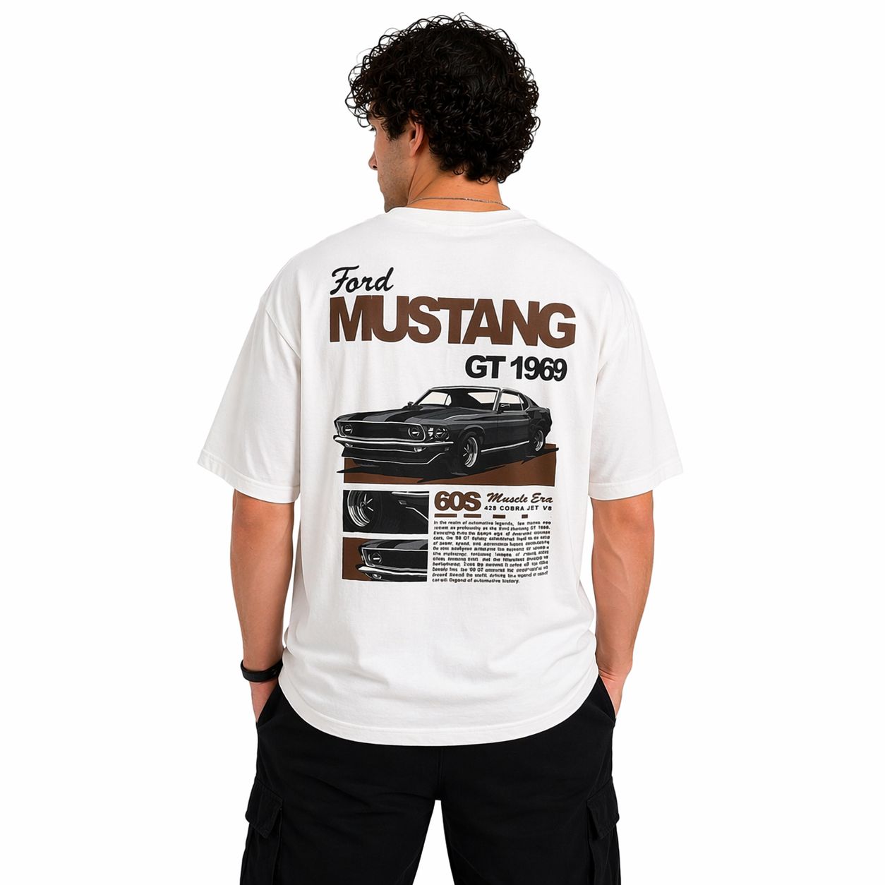 Mustang White Oversized Teee