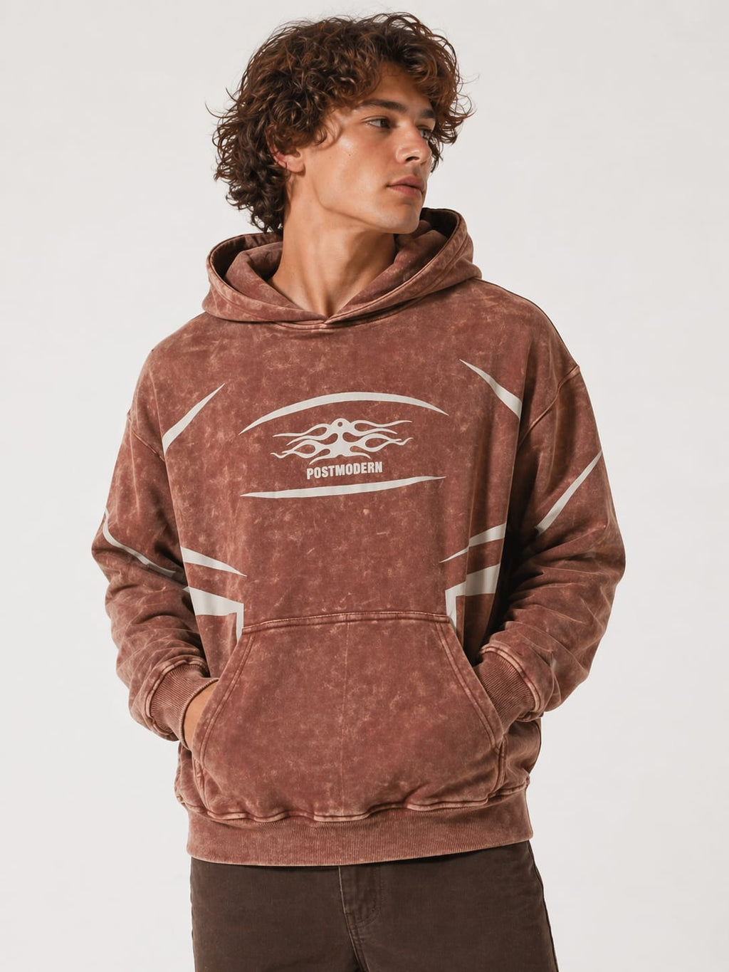 Postmodern Flame Print Oversized Hoodie